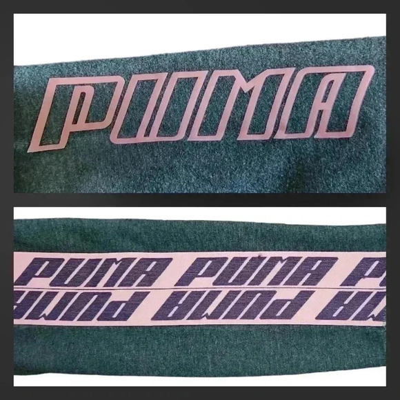 Puma Green Zip Sweatshirt | Women’s M | Pink Accents, Hi-Low Hem, Branded Sleeve - Picture 6 of 13
